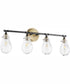 4-light Bath Vanity Light Textured Black w/ Aged Brass