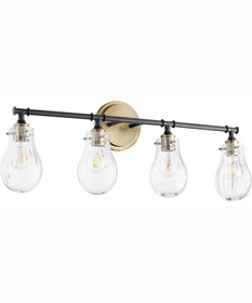 4-light Bath Vanity Light Textured Black w/ Aged Brass