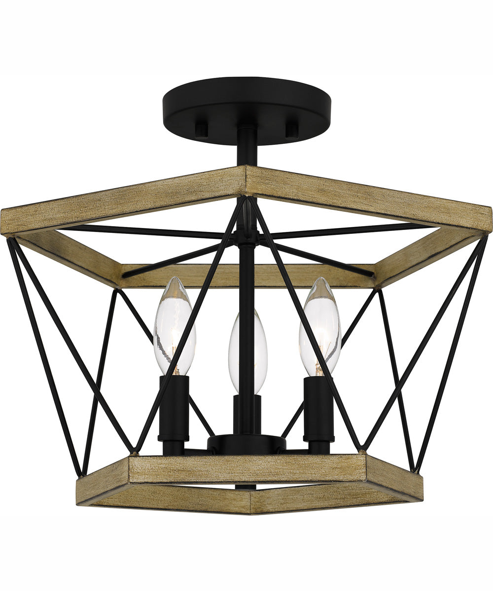 Quoizel Semi-Flush Mount Medium 3-light Semi Flush Mount Whitewashed Walnut