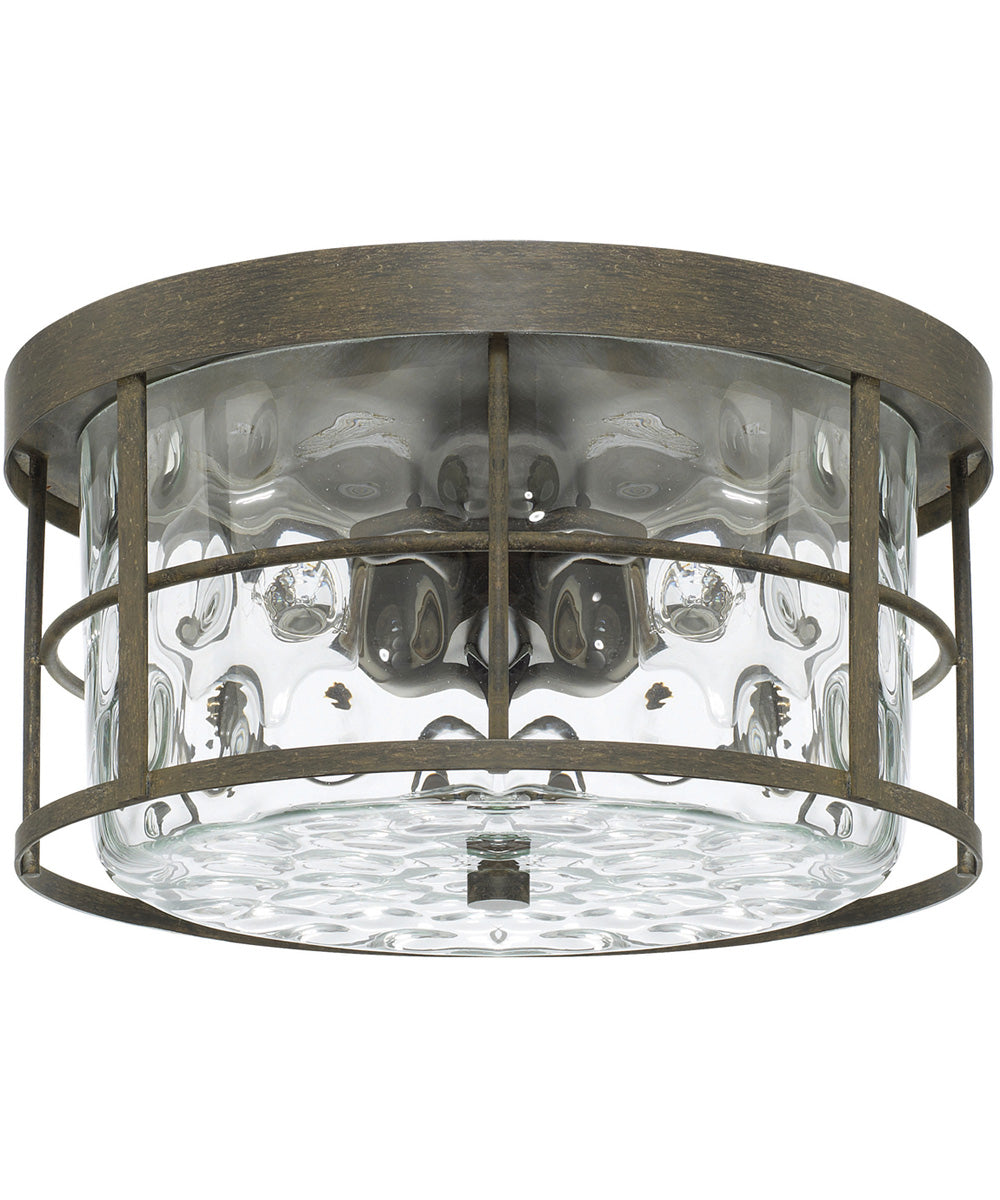 Bristol 2-Light Flush Mount In Farm House With Clear Water Glass