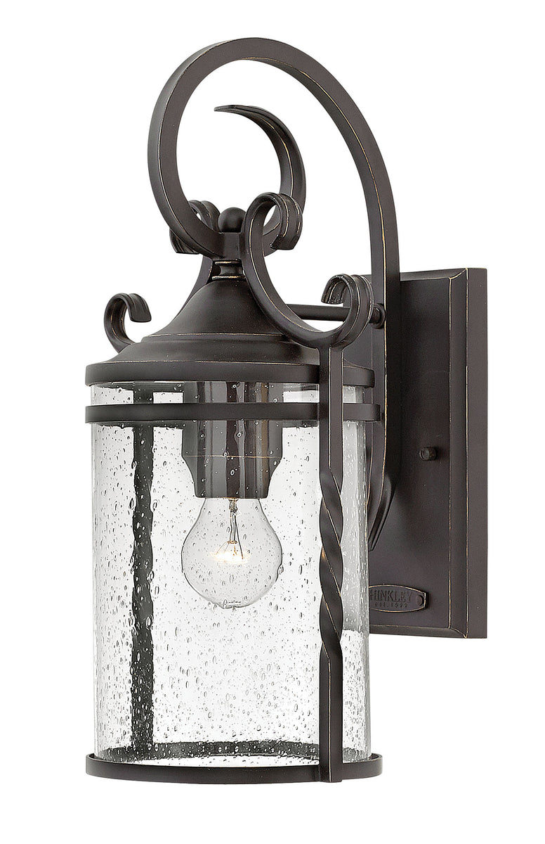 18"H Casa 1-Light Medium Outdoor Wall Light in Olde Black with Clear Seedy