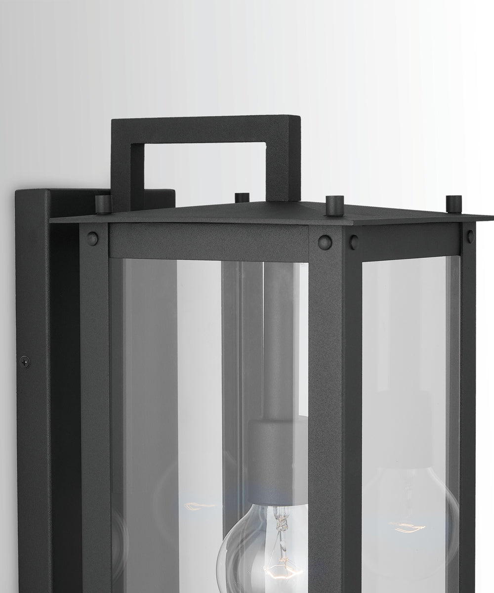 Hunt 1-Light Outdoor Wall Mount Rain or Shine - Black with Clear Glass