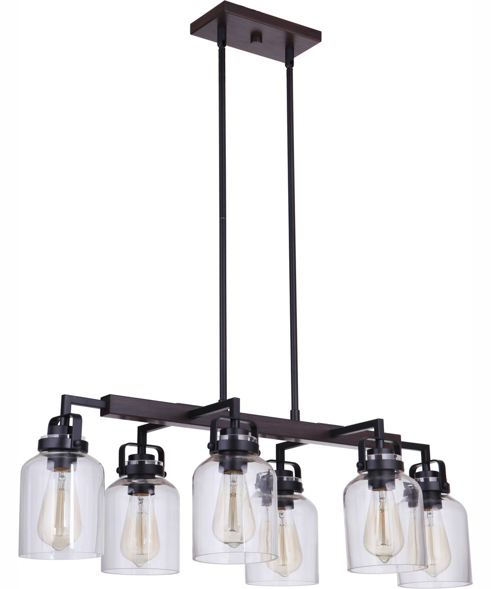 Foxwood 6-Light Island Flat Black/Dark Teak