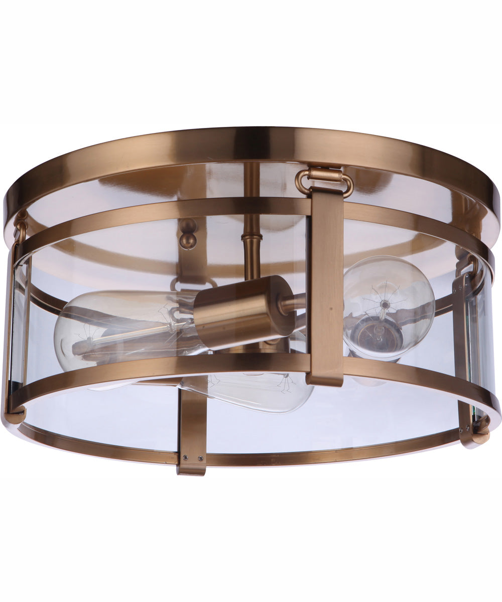 Elliot 3-Light Flush Mount Satin Brass