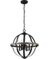 Lockhart 4-Light Matte Black/Aged Oak Farmhouse Style Hanging Pendant Light Matte Black