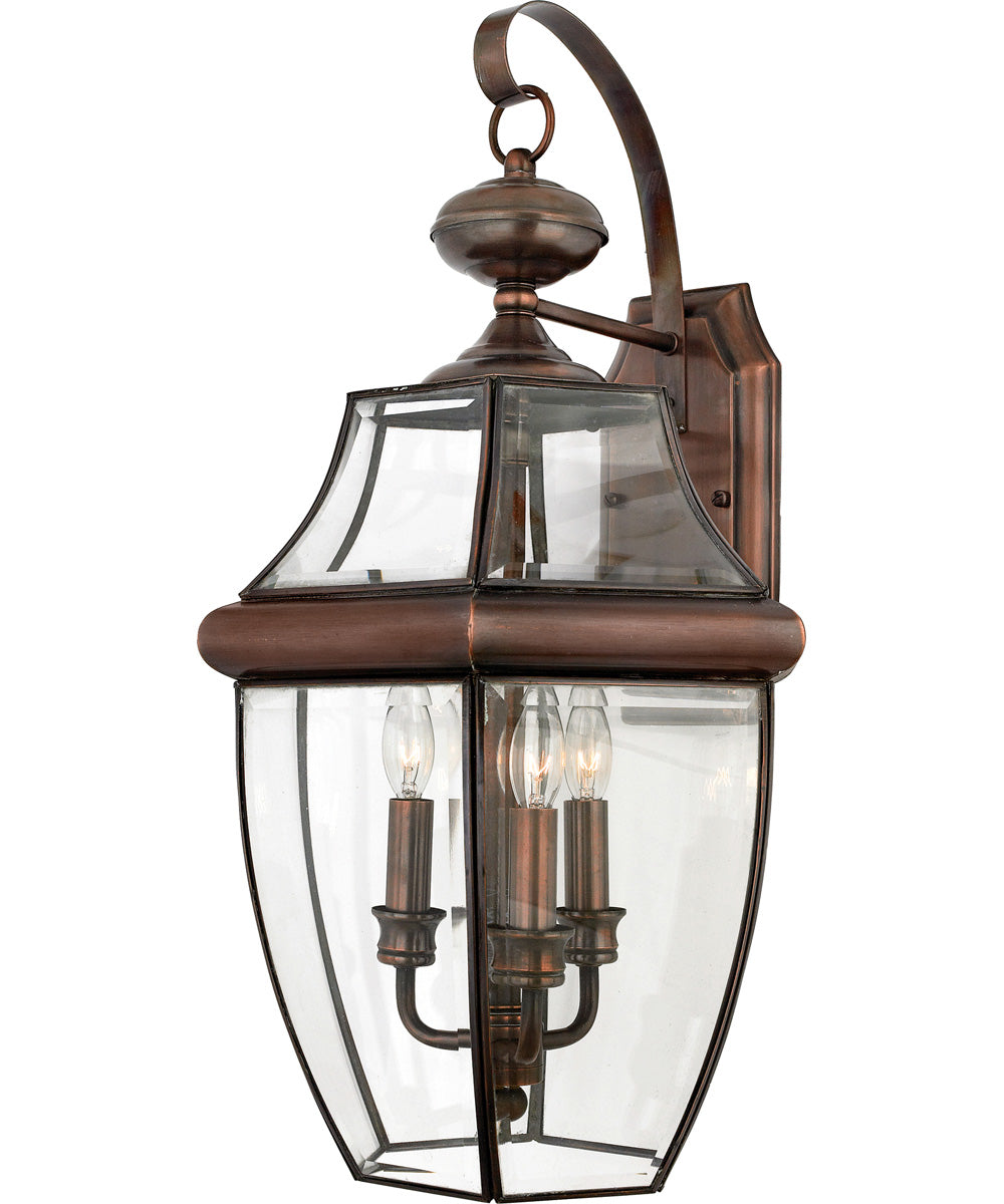 Newbury Large 3-light Outdoor Wall Light Aged Copper