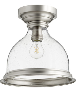 12"W 1-light Ceiling Flush Mount Satin Nickel w/ Clear/Seeded