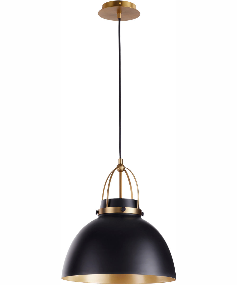 1-light Pendant Matte Black w/ Aged Brass