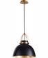 1-light Pendant Matte Black w/ Aged Brass