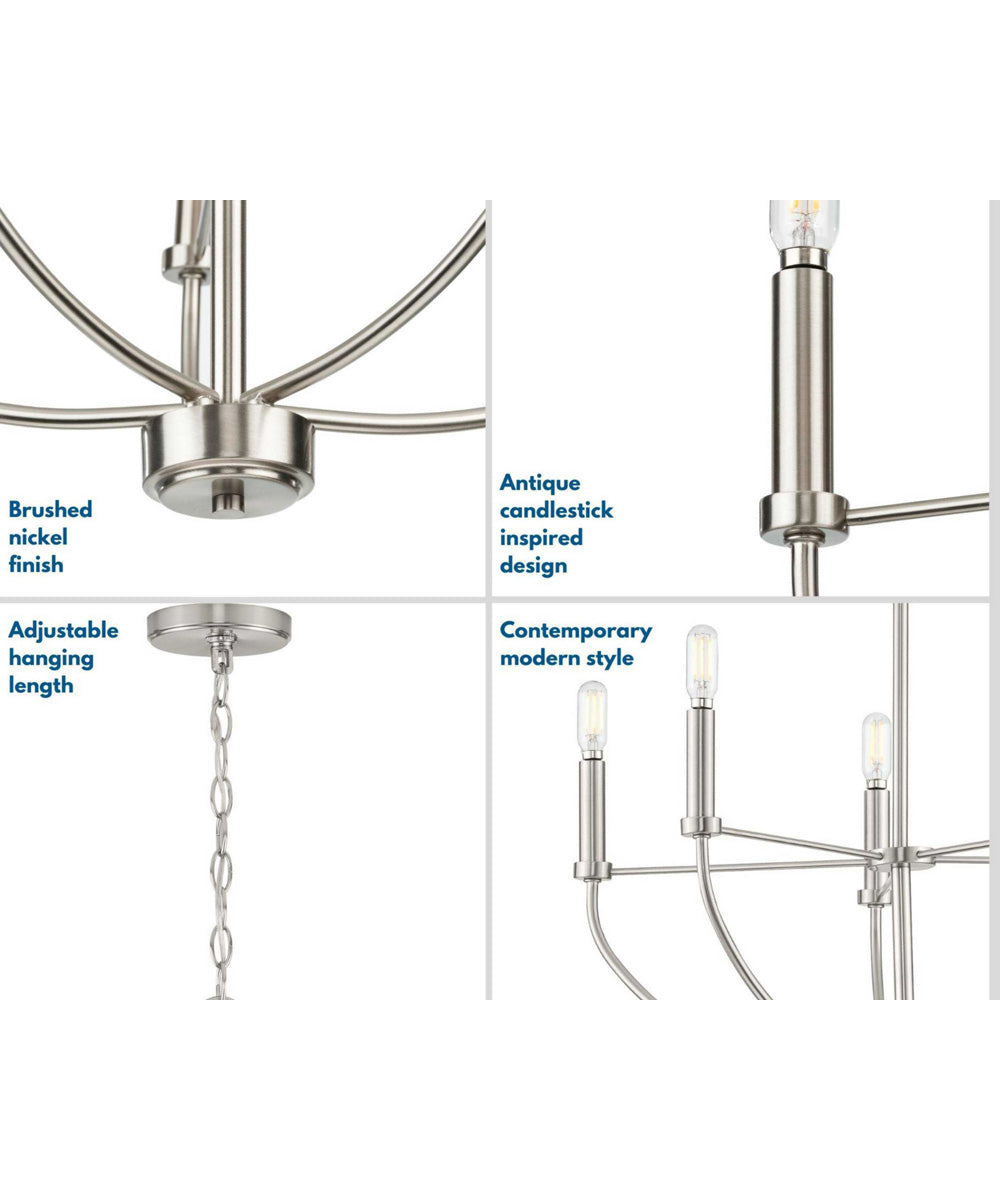 Leyden 5-Light Farmhouse Style Chandelier Brushed Nickel