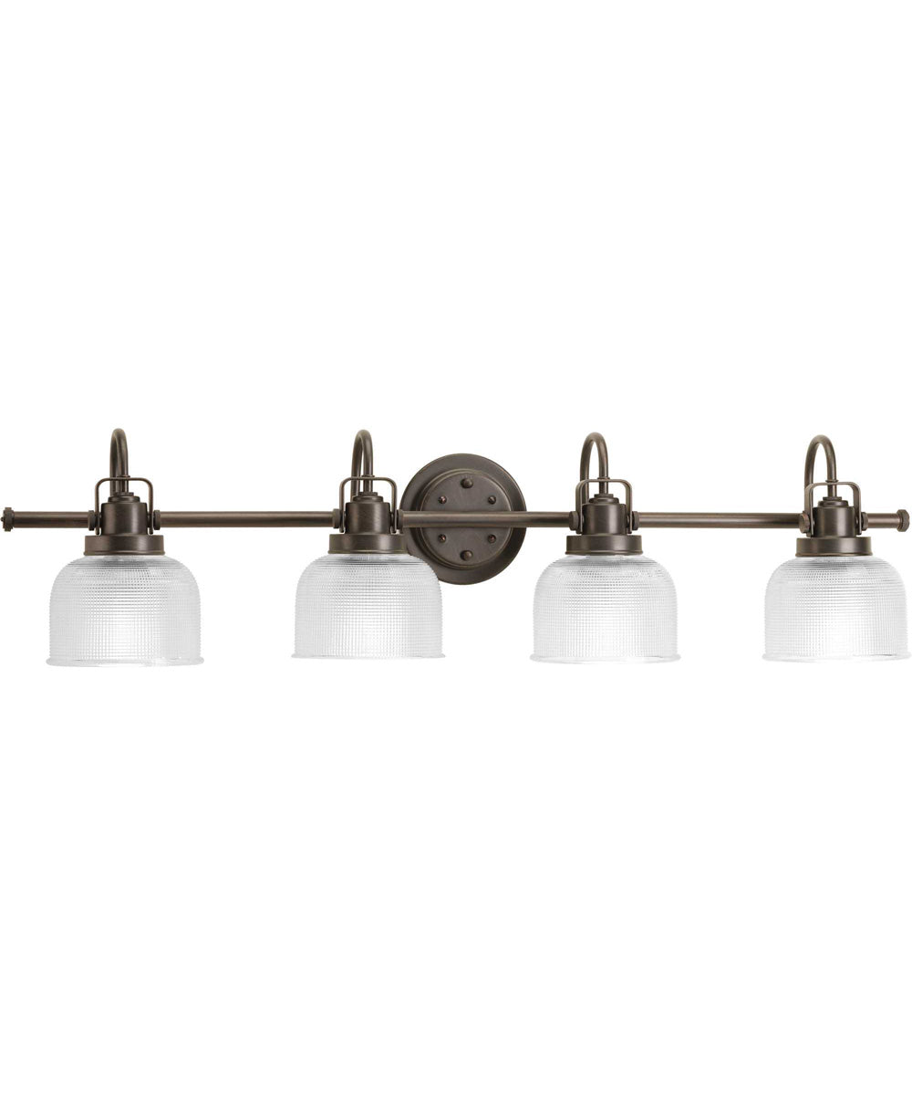Archie 4-Light Clear Double Prismatic Glass Coastal Bath Vanity Light Venetian Bronze