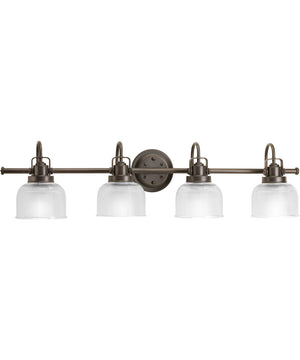 Archie 4-Light Clear Double Prismatic Glass Coastal Bath Vanity Light Venetian Bronze