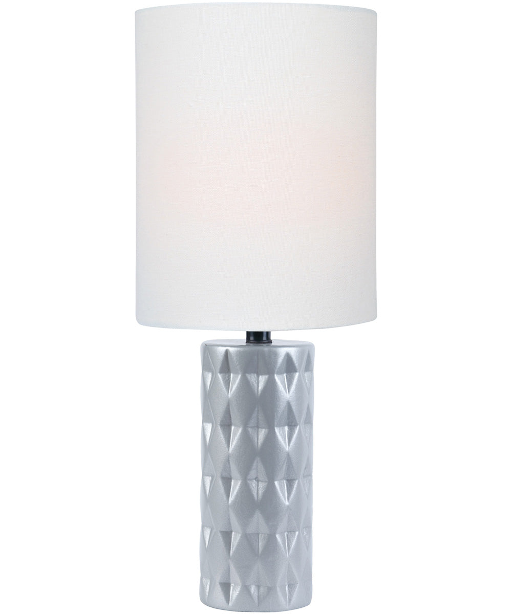 Delta 1-Light Mini Table Lamp Silver Ceramichrome/ White Linen Shade