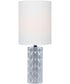 Delta 1-Light Mini Table Lamp Silver Ceramichrome/ White Linen Shade