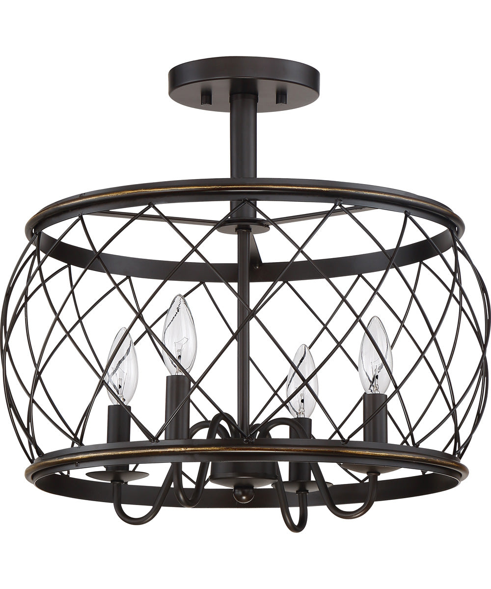 Dury Small 4-light Semi Flush Mount Palladian Bronze