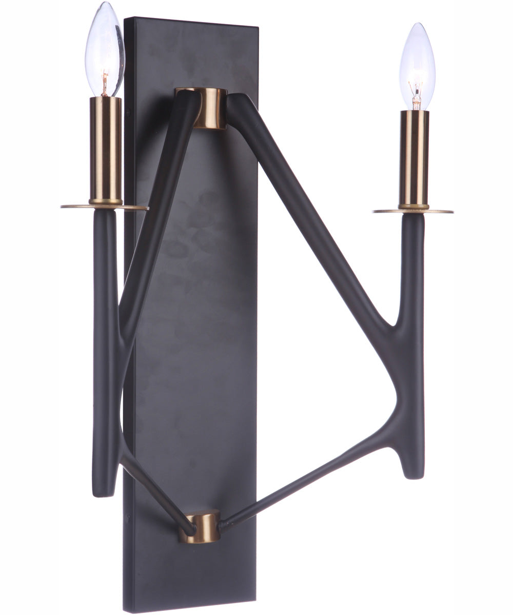 The Reserve 2-Light Wall Sconce Flat Black/Painted Nickel