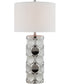 Godfried 1-Light Table Lamp Plated Silver Ceramichrome/ White Fabric