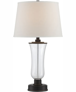 Prisco 1-Light Table Lamp D.Brz/Glass Body/White Fabric