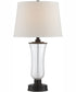 Prisco 1-Light Table Lamp D.Brz/Glass Body/White Fabric