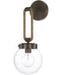 Beaufort 1-Light Sconce In Nordic Grey With Clear Glass And Decorative Rope Accent