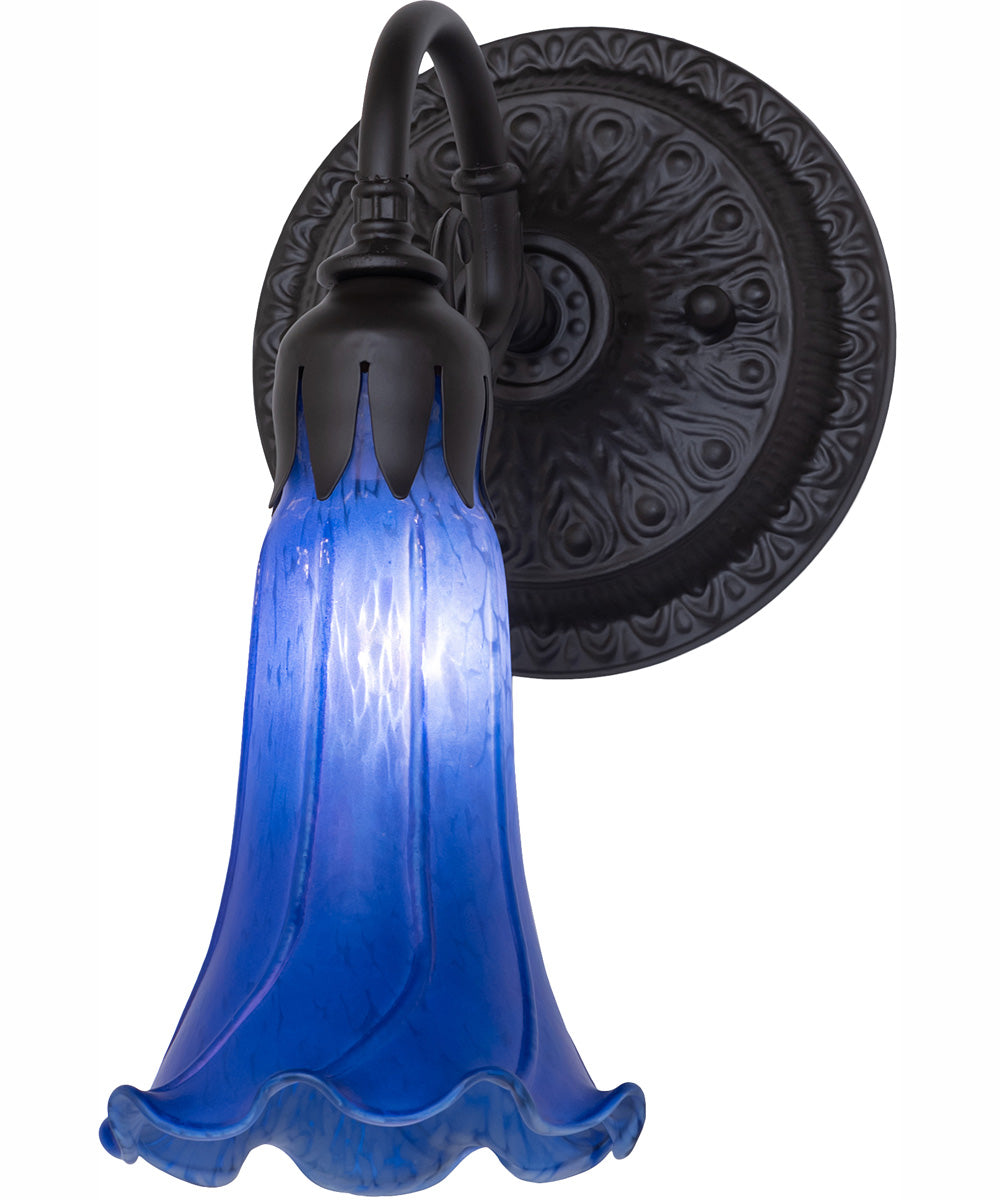 5.5" Wide Blue Tiffany Pond Lily Wall Sconce