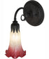 5.5" Wide Seafoam/Cranberry Tiffany Pond Lily Wall Sconce