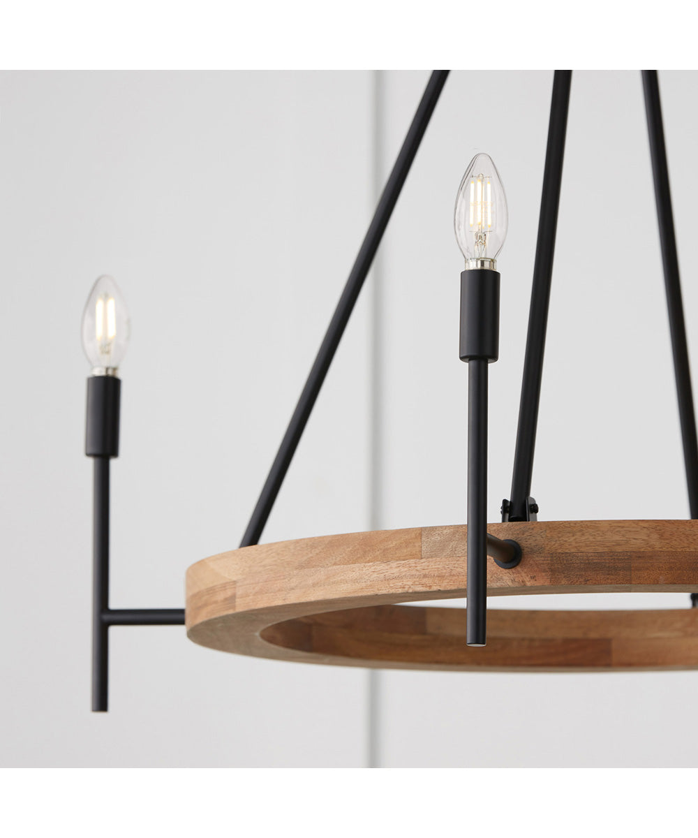 Jonah 4-Light Chandelier Light Wood and Matte Black