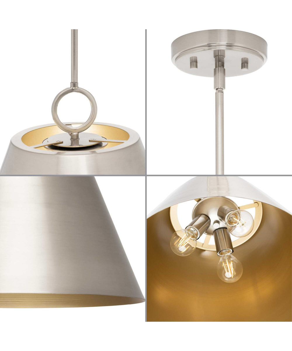 Parkhurst 3-Light New Traditional Metal Pendant Light Brushed Nickel