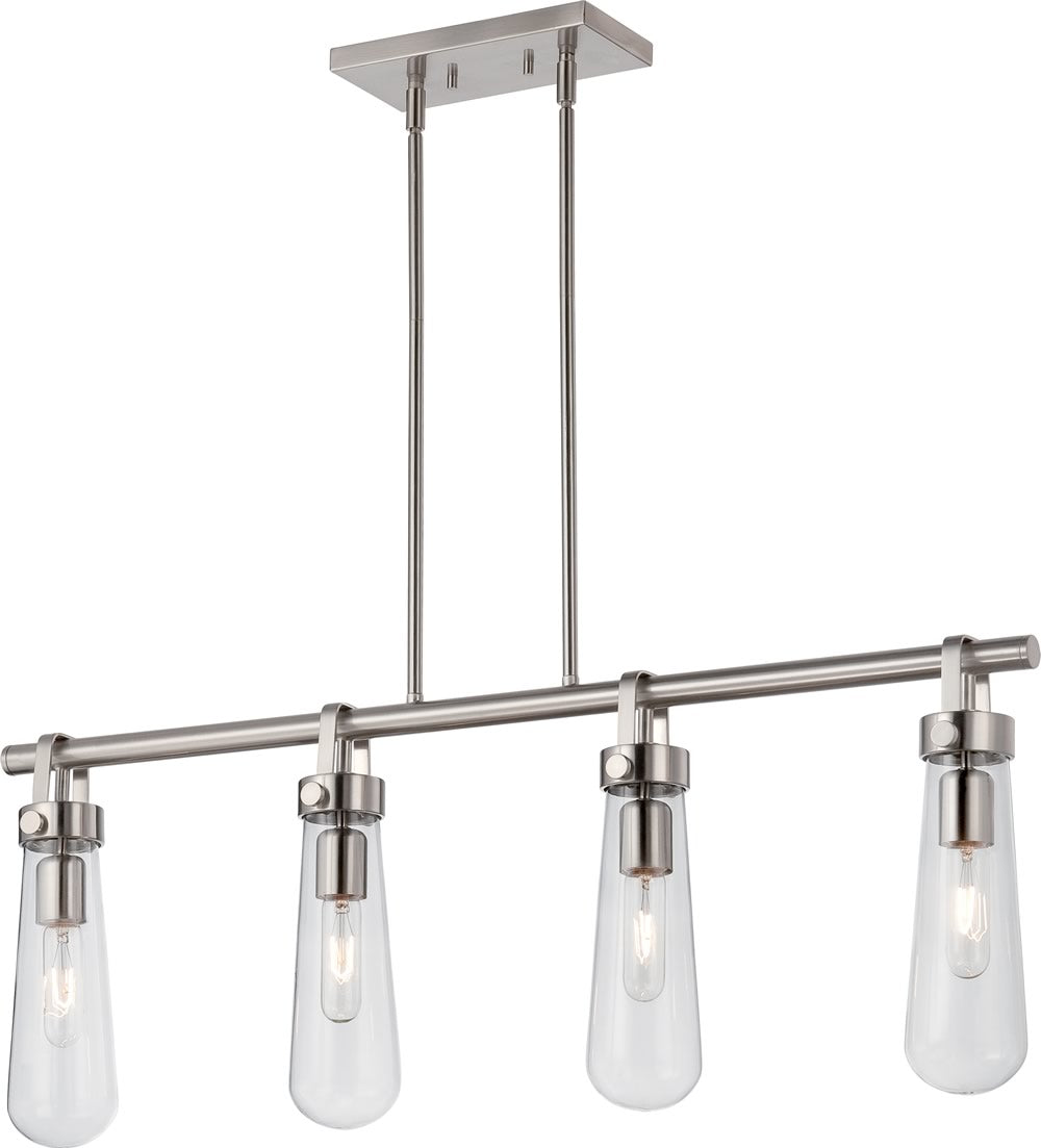36"W Beaker 4-Light Pendant Brushed Nickel