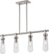 36"W Beaker 4-Light Pendant Brushed Nickel