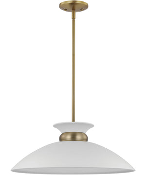Perkins 1-Light Pendant Matte White / Burnished Brass