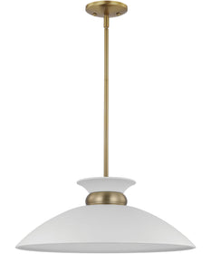 Perkins 1-Light Pendant Matte White / Burnished Brass