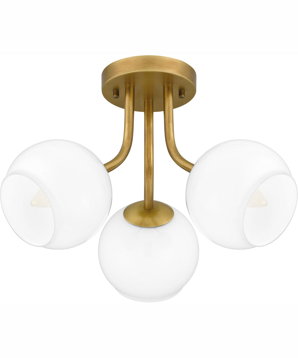 Quoizel Semi-Flush Mount Medium 3-light Semi Flush Mount Weathered Brass