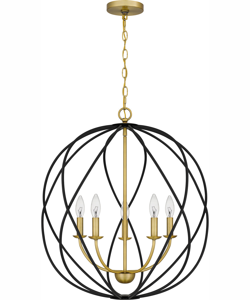 Bryn 5-light Pendant Aged Brass