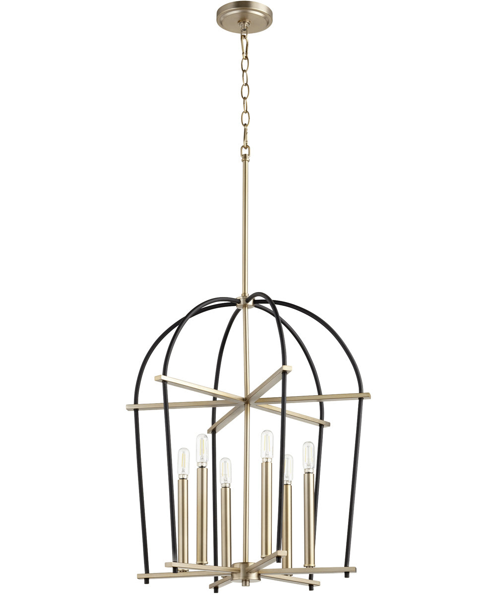 21"W Espy 6-light Entry Foyer Hall Chandelier Noir w/ Aged Brass