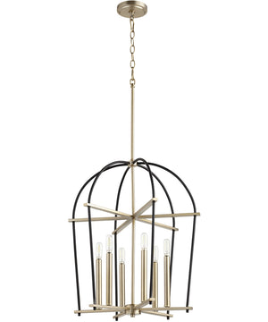 21"W Espy 6-light Entry Foyer Hall Chandelier Noir w/ Aged Brass