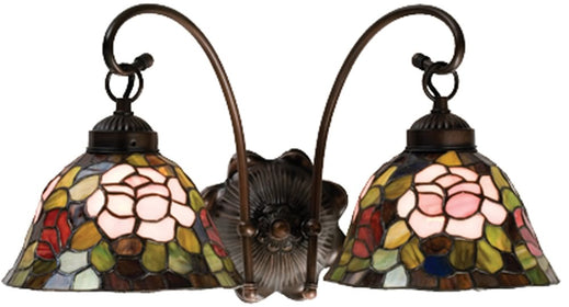 18"W Tiffany Rosebush 2 Light Wall Sconce