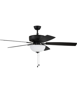 52" Pro Plus 211 White Bowl Light Kit 2-Light LED Indoor/Outdoor Ceiling Fan (Blades Included) Flat Black