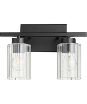 Ladin 2-light Bath Vanity Light Textured Black w/ Clear Glass