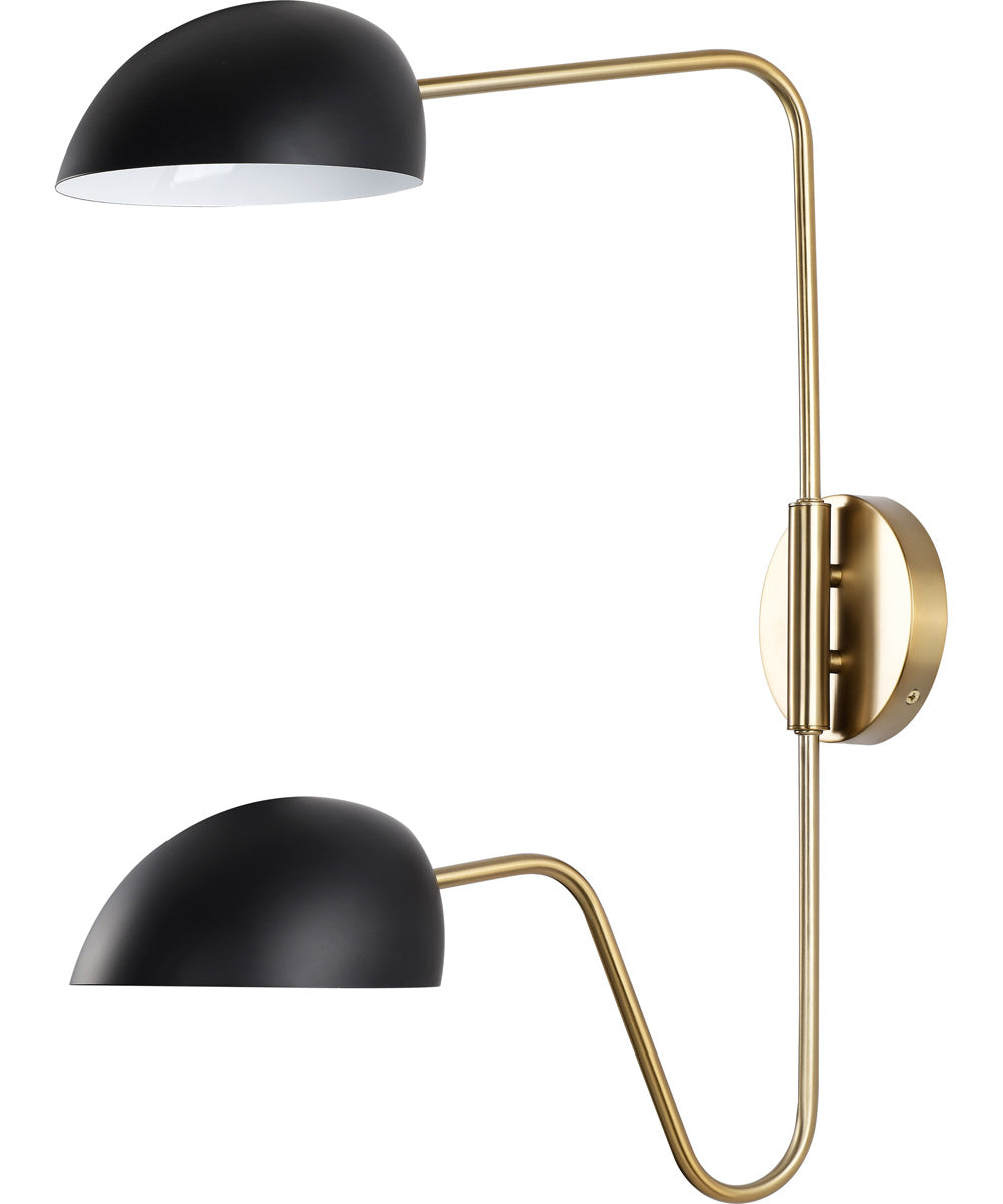 Trilby 2-Light Vanity & Wall Matte Black / Burnished Brass