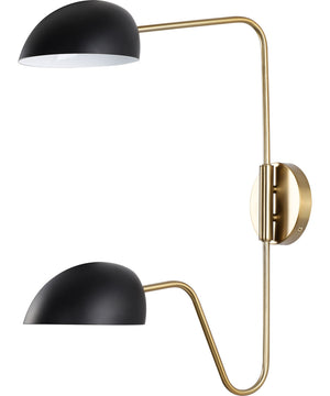 Trilby 2-Light Vanity & Wall Matte Black / Burnished Brass