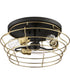 Thatcher 3-Light Flushmount Flat Black / Satin Brass