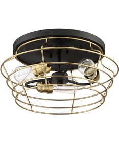 Thatcher 3-Light Flushmount Flat Black / Satin Brass