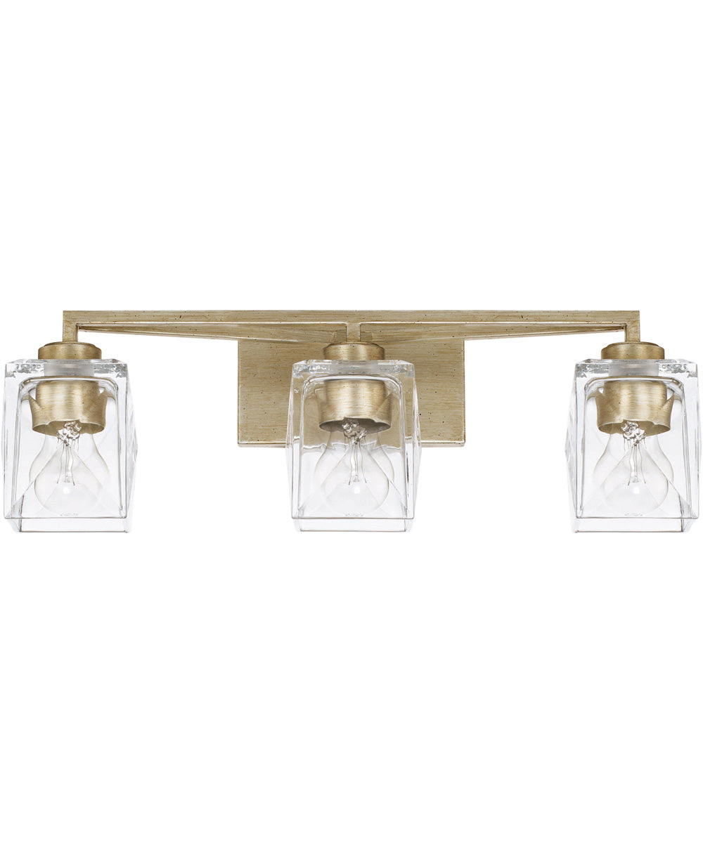 Karina 3-Light Vanity In Winter Gold With Clear Faceted Glass