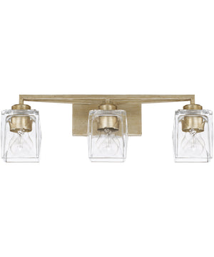 Karina 3-Light Vanity In Winter Gold With Clear Faceted Glass