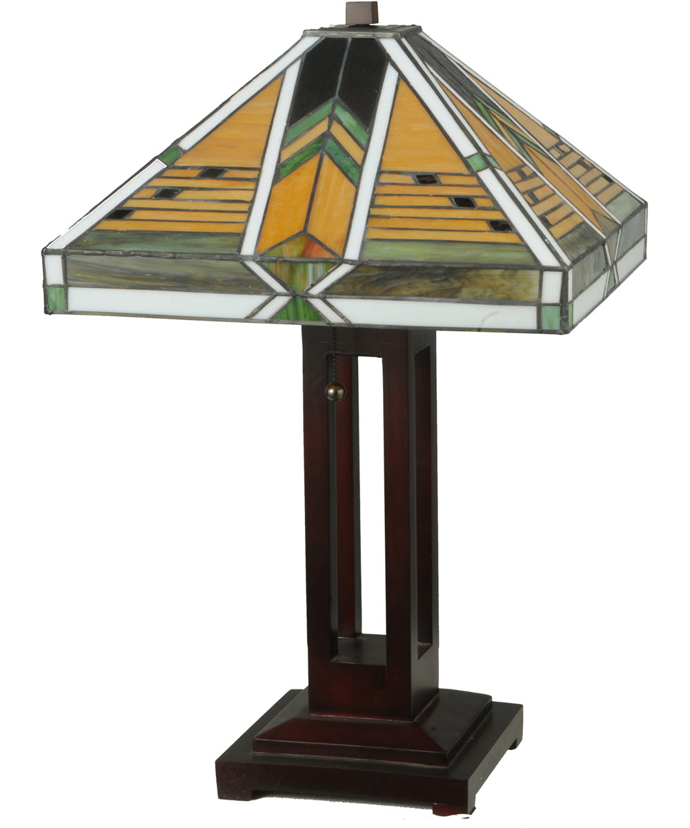 24"H Abilene  2-Light Tiffany Table Lamp Brown