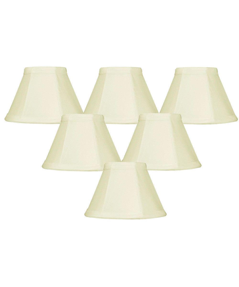 6"W x 5"H Set of 6 Candelabra Stretch Eggshell With White Liner Clip-On Clip-On Lampshade