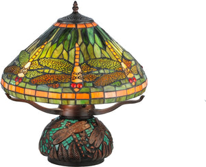 17"H Tiffany Dragonfly w/Tiffany Mosaic Base Table Lamp