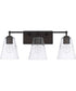 3-Light Vanity In Old Bronze With Clear Seeded Glass