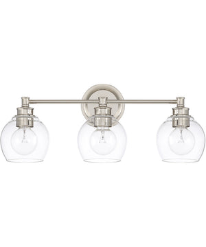 Mid-Century 3-Light Vanity In Polished Nickel With Clear Glass